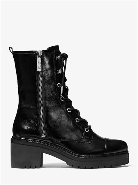 Anaka Crinkled Leather Combat Boot 